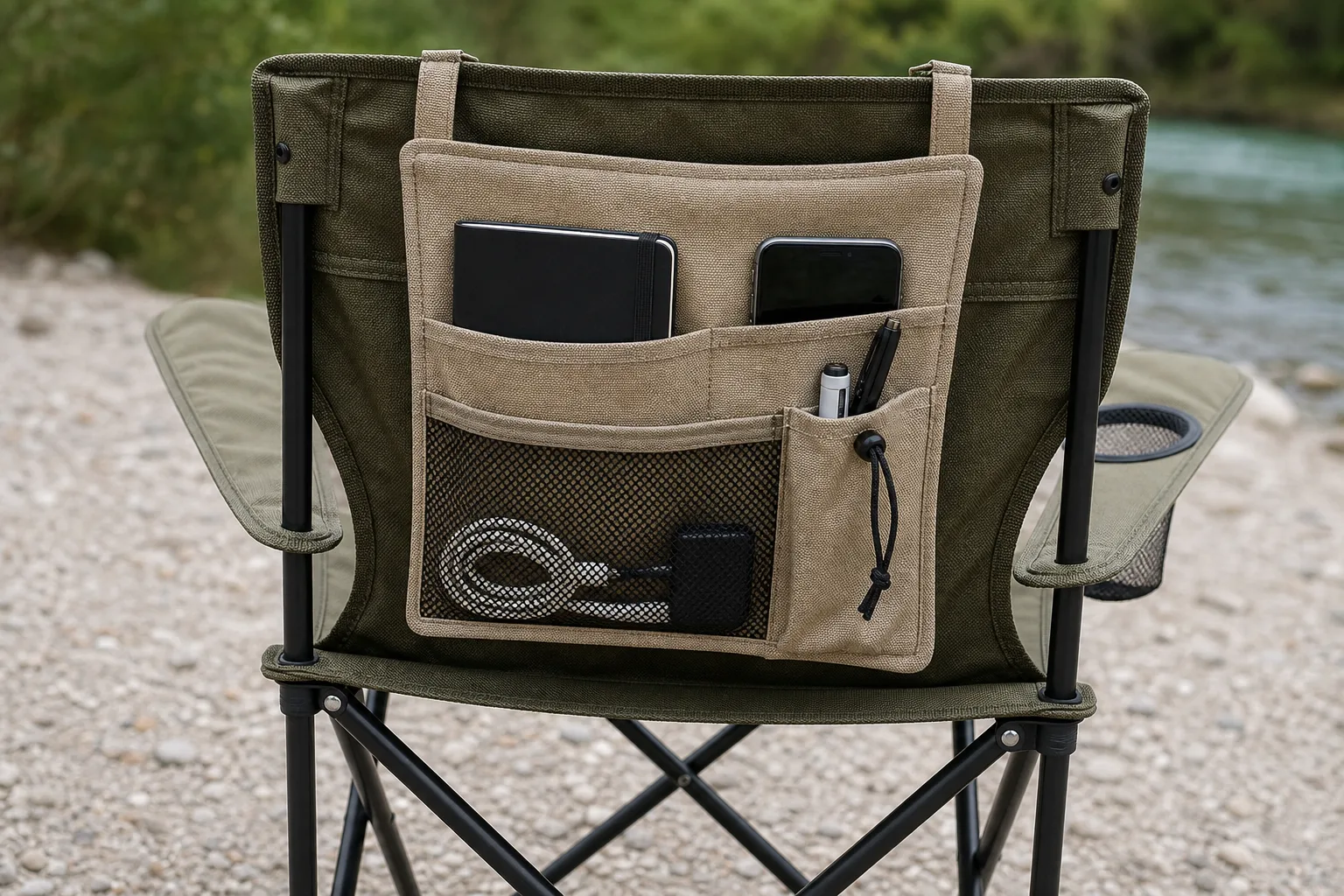 Campingstuhl-Tasche selber naehen: DIY-Organizer fuer Handy, Buch und Zubehoer